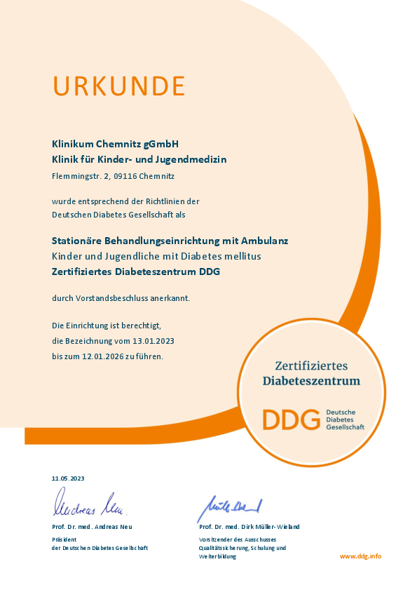 Urkunde DDG Diabeteszentrum