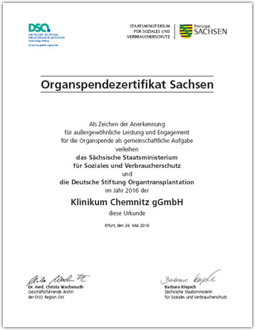 Organspendezertifikat Sachsen